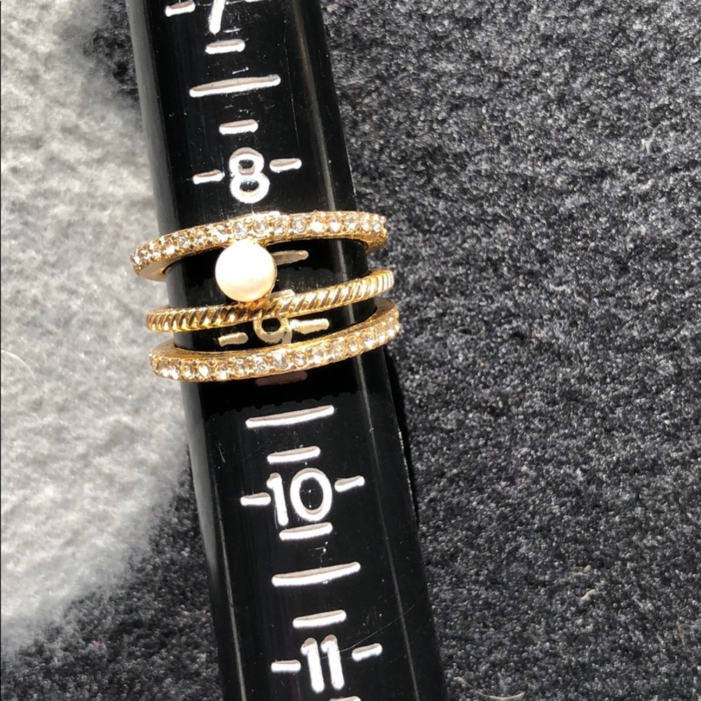 Pearl, twisted, and CZ stone ring